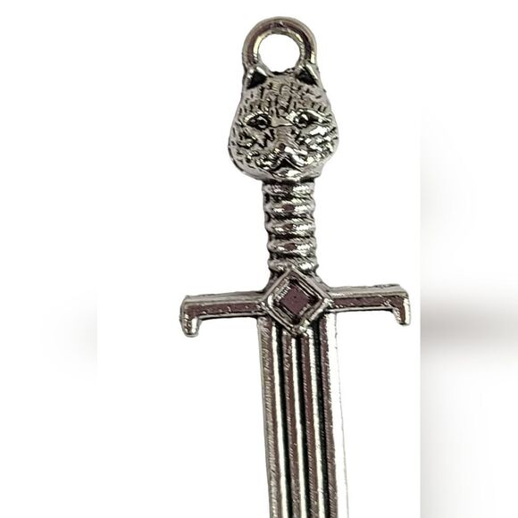 2 Mini CAT Head Silver Metal Dagger Dueling Swords Doll Toy Accessory Decor - Picture 4 of 7